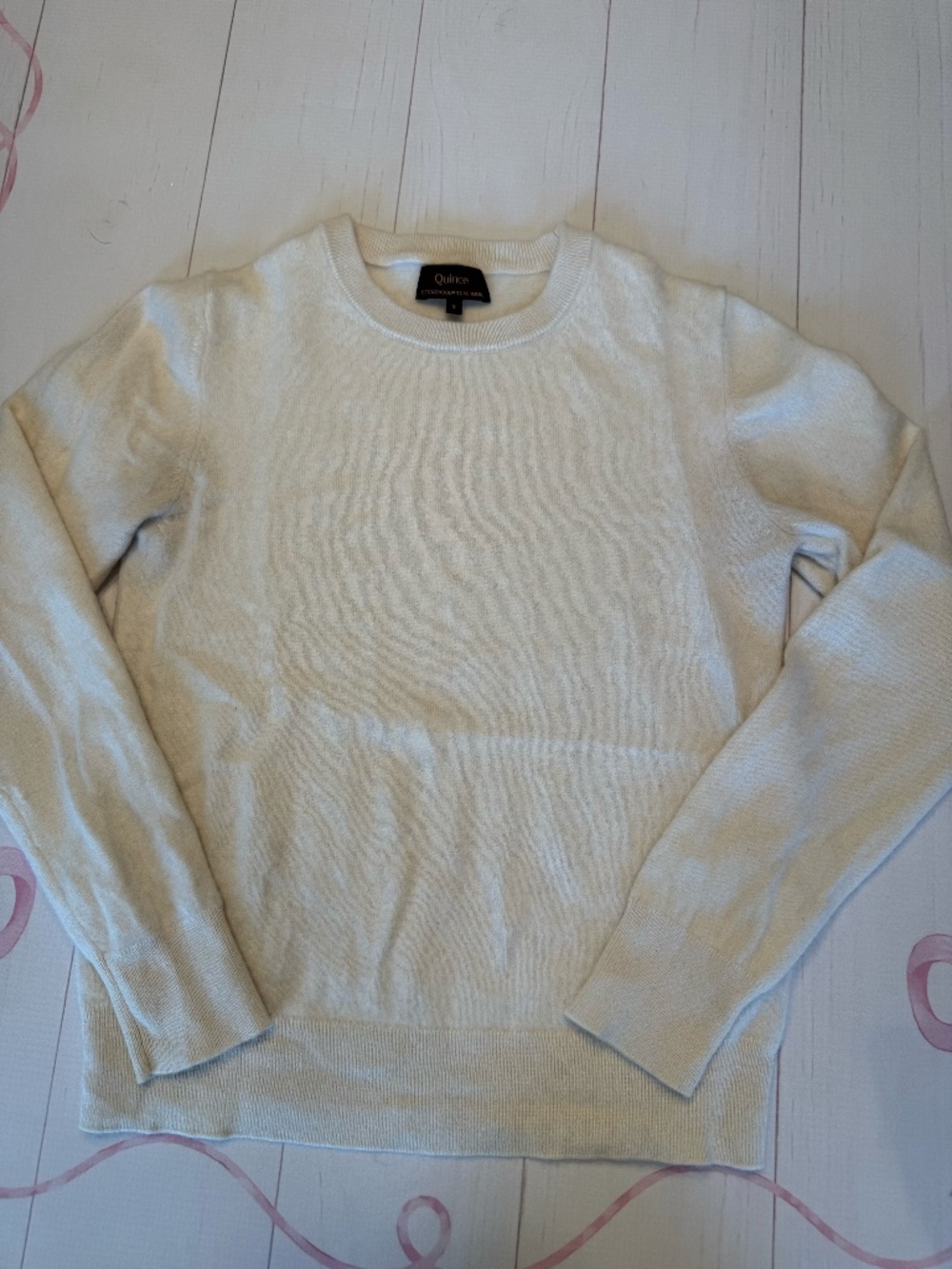 Quince Mongolian Cashmere Crewneck Sweater Ivory Size S